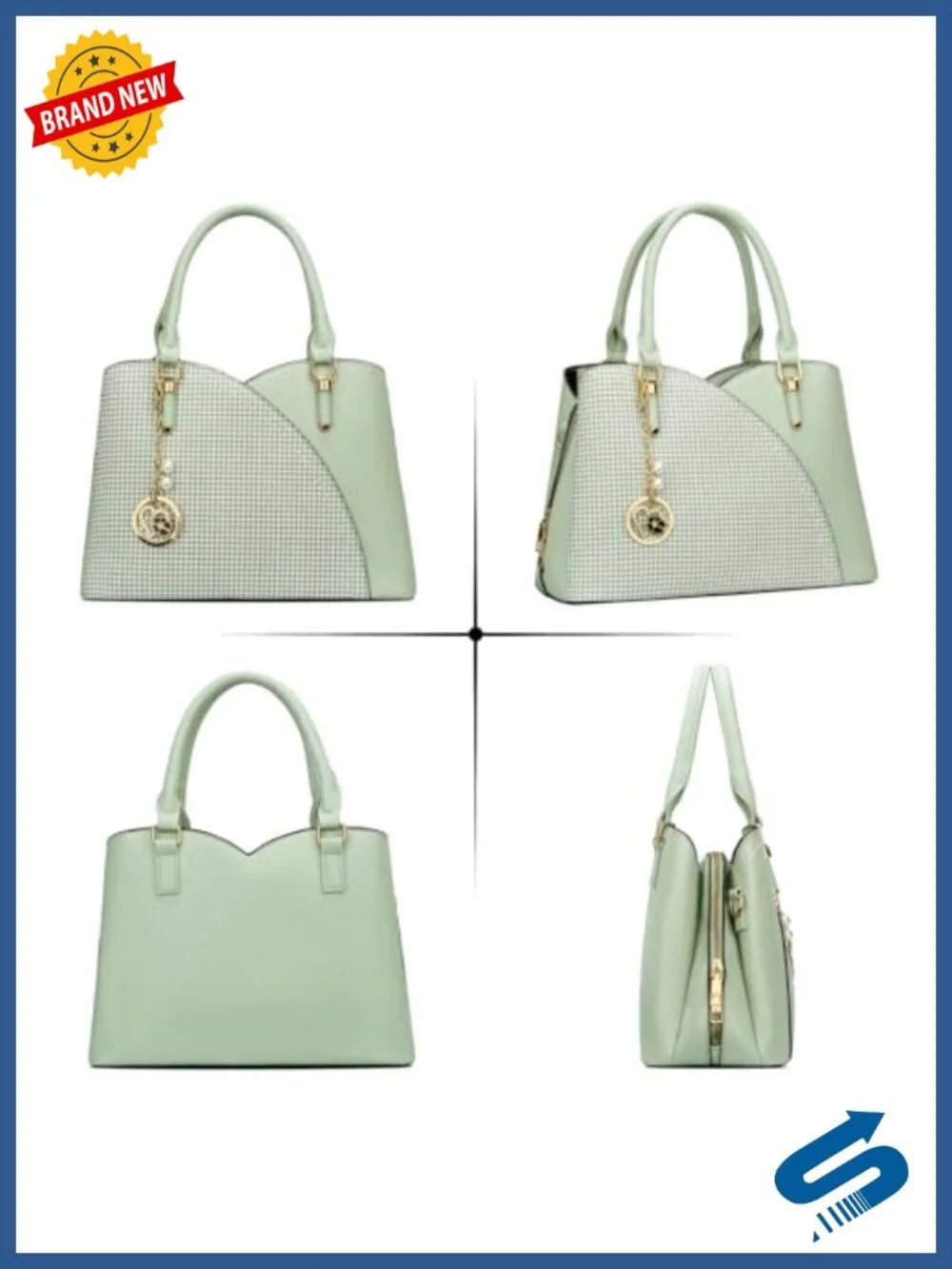 Triple Compartment Satchel Handbag Vegan Leather Shoulder Bag